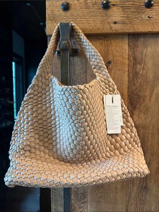 Queenoris Handbags - Woven Shoulder Hobo Bag in Beige